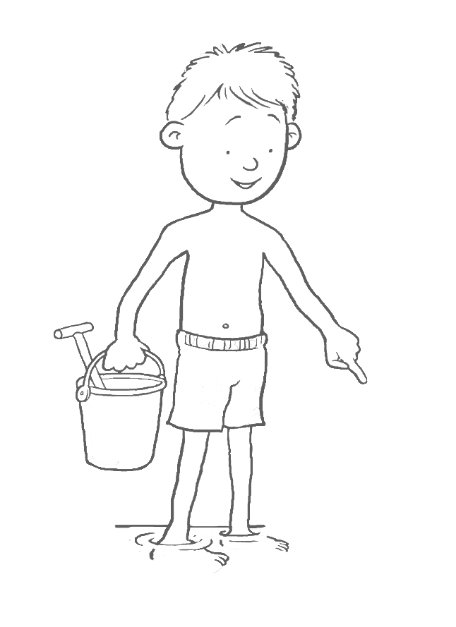 Boy holding a bucket